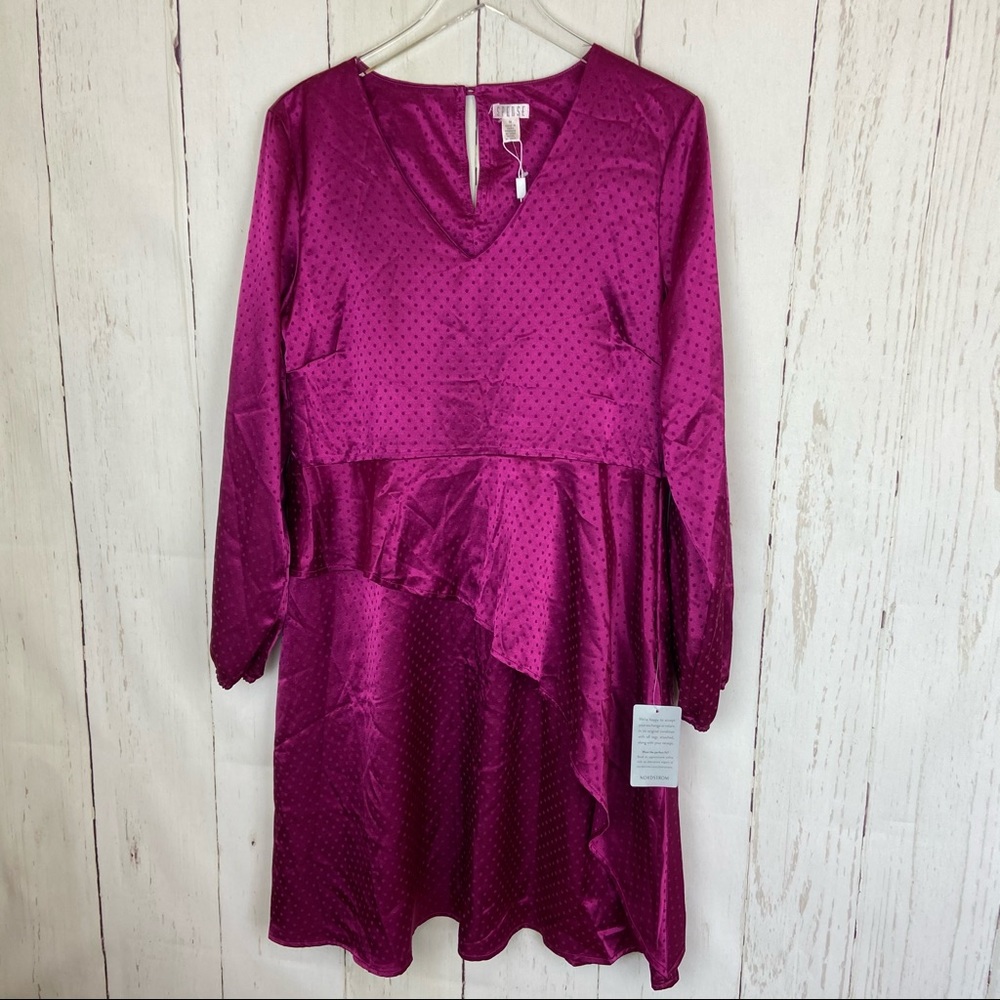 Spense Pink Polka Dot Long Sleeve Dress